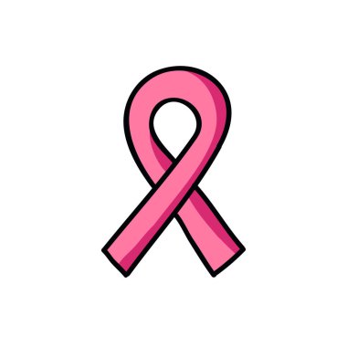 Göğüs kanseri farkındalık kurdelesi karalama simgesi, vektör rengi illüstrasyonu