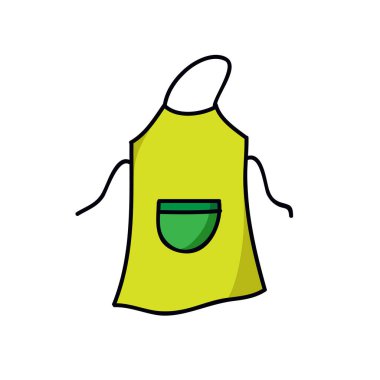 Mutfak önlüğü karalama simgesi, vektör rengi çizimi