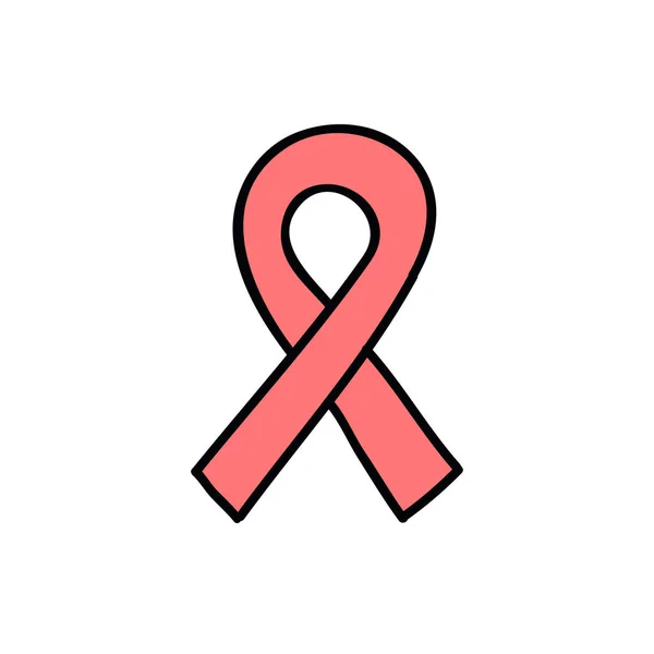 乳がん啓発リボンドアアイコンベクトルカラーイラスト — ストックベクタ