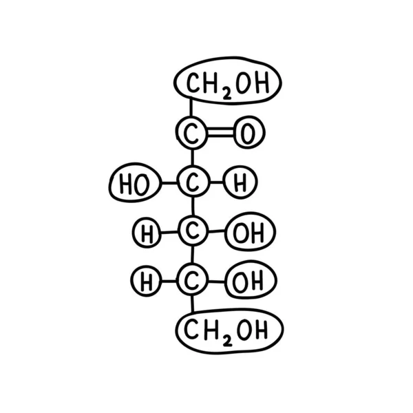 Kohlenhydrate Glukose Chemische Formel Doodle Symbol Illustration — Stockvektor
