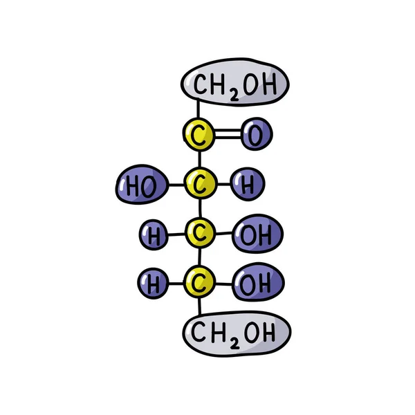Kohlenhydrate Fruktose Chemische Formel Doodle Symbol Illustration — Stockvektor