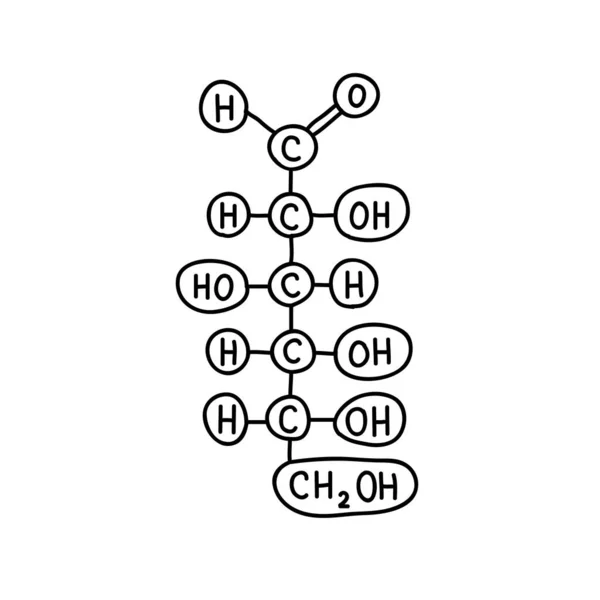 Carbohidratos Fórmula Química Glucosa Garabato Icono Ilustración — Vector de stock