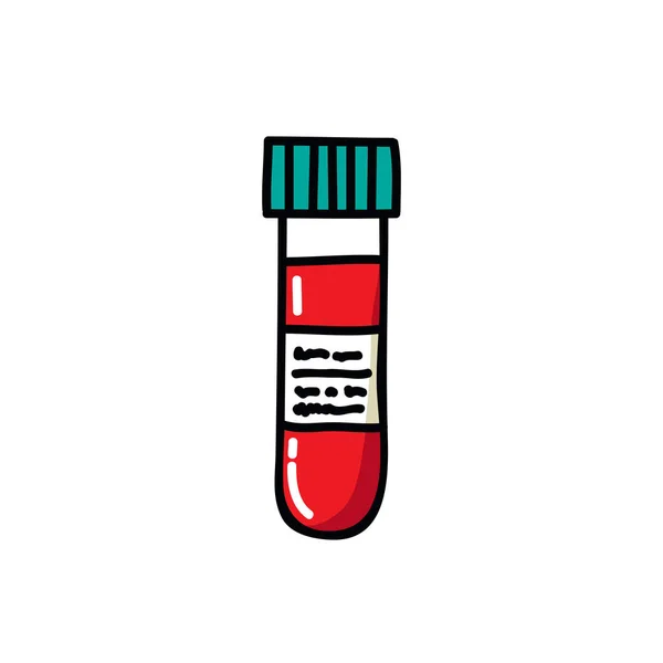 Ícone Doodle Tubo Teste Sangue Ilustração Cor Vetorial — Vetor de Stock