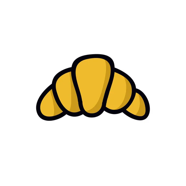 Croissant Doodle Icon Διανυσματική Έγχρωμη Απεικόνιση — Διανυσματικό Αρχείο