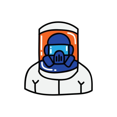 Karantina koruyucu giysi karalama simgesi, vektör renk çizimi