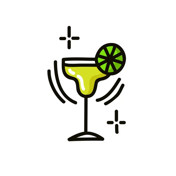 Ícone Doodle Cocktail Margarita Ilustração Cor Vetorial — Vetor de Stock