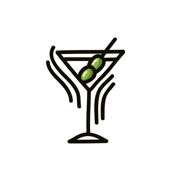 Ícone Doodle Martini Ilustração Cor Vetorial — Vetor de Stock