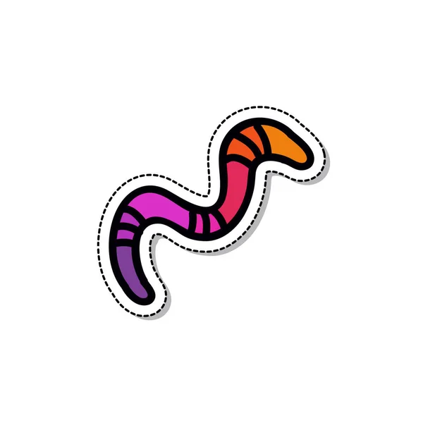 Jelly Worm Doodle Icon Vector Color Illustration — Stock Vector