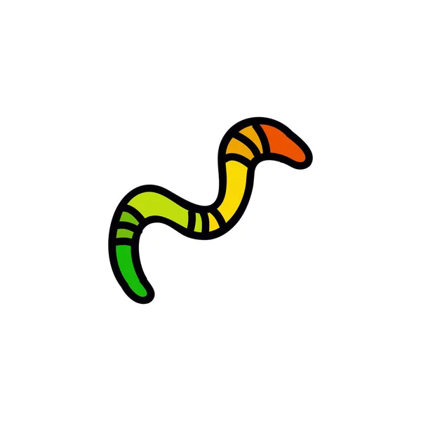 Gelei Worm Doodle Icoon Vector Kleur Illustratie — Stockvector