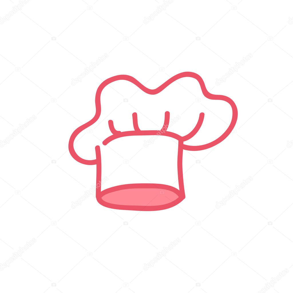 chef hat doodle icon, vector color illustration