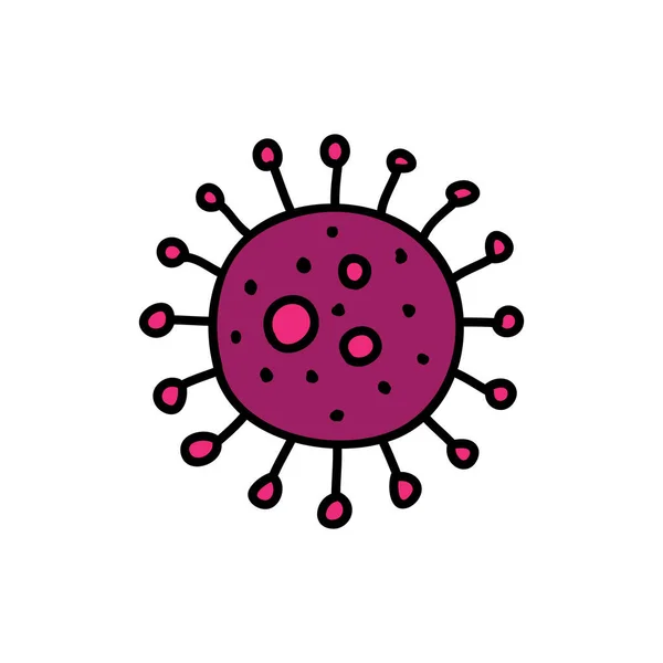 Coronavirus Doodle Icono Vector Color Ilustración — Archivo Imágenes Vectoriales