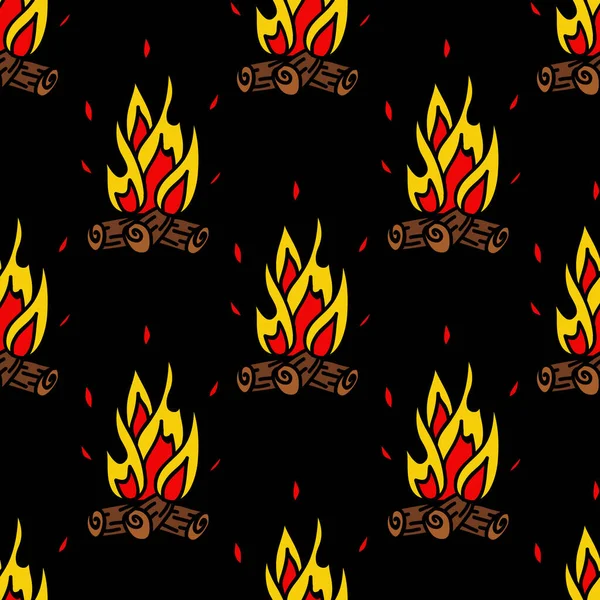 たき火のシームレスなドアパターン ベクトルカラーイラスト — ストックベクタ