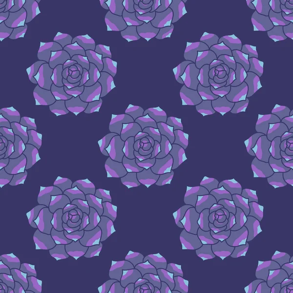 Motif Doodle Sans Couture Succulent Illustration Vectorielle Couleur — Image vectorielle