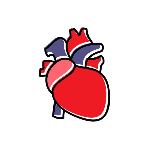 Corazón Humano Garabato Icono Vector Color Ilustración — Vector de stock