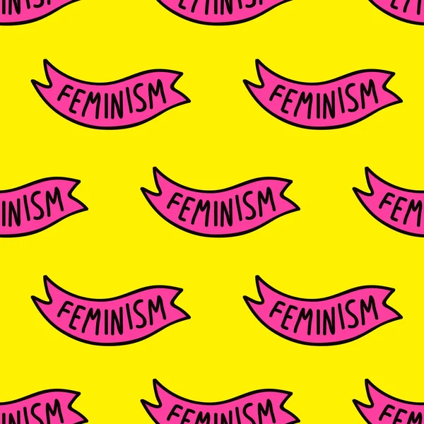 Feminisme Naadloos Doodle Patroon Vector Kleur Illustratie — Stockvector