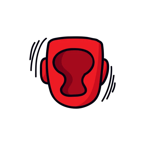 Boxe Capacete Doodle Ícone Vetor Ilustração Cor — Vetor de Stock