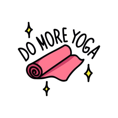 Yoga minderi, daha fazla yoga karalama simgesi, vektör rengi çizimi