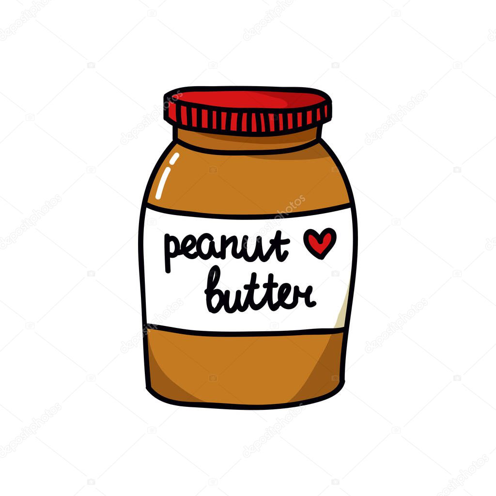 Peanut butter doodle icon, vector color illustration