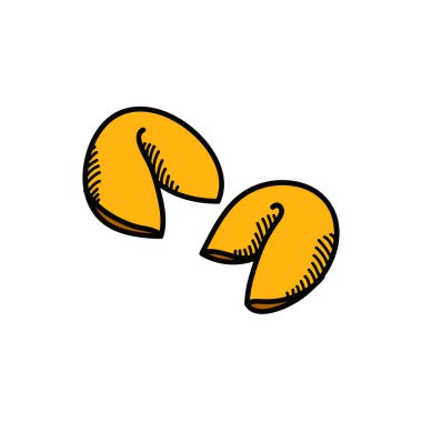 Çin fal kurabiyesi karalama ikonu, vektör rengi çizimi