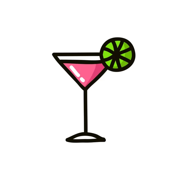 Cocktail Cosmopolita Bebida Doodle Ícone Ilustração Cor Vetorial —  Vetores de Stock