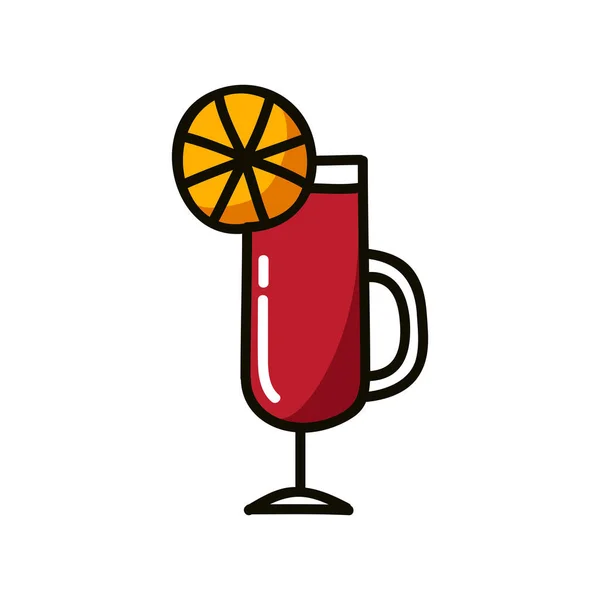 Glühwein Doodle Symbol Vektor Farb Illustration — Stockvektor