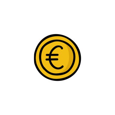 Euro sikke karalama simgesi, vektör renk illüstrasyonu