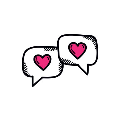 aşk mesajları karalama simgesi, vektör rengi çizimi