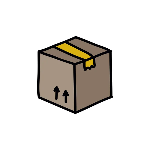 Lieferung Box Doodle Symbol Vektor Farbabbildung — Stockvektor