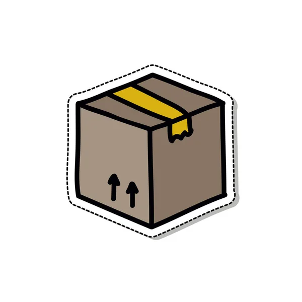 Caja Envío Garabato Icono Ilustración Color Vectorial — Vector de stock