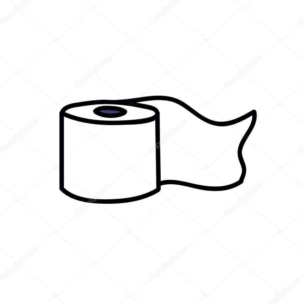 toilet paper doodle icon, vector color illustration