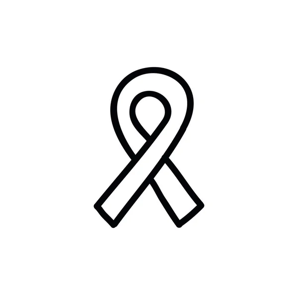 Icône de gribouillage de ruban de sensibilisation au cancer du sein, illustration vectorielle — Image vectorielle