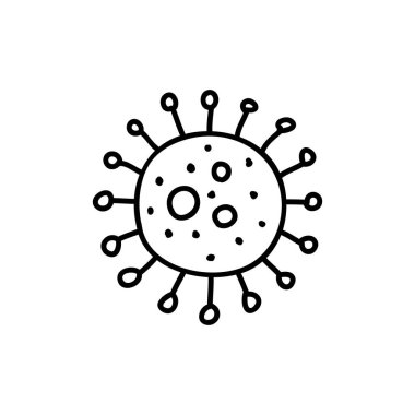 Coronavirus doodle simgesi, vektör illüstrasyonu