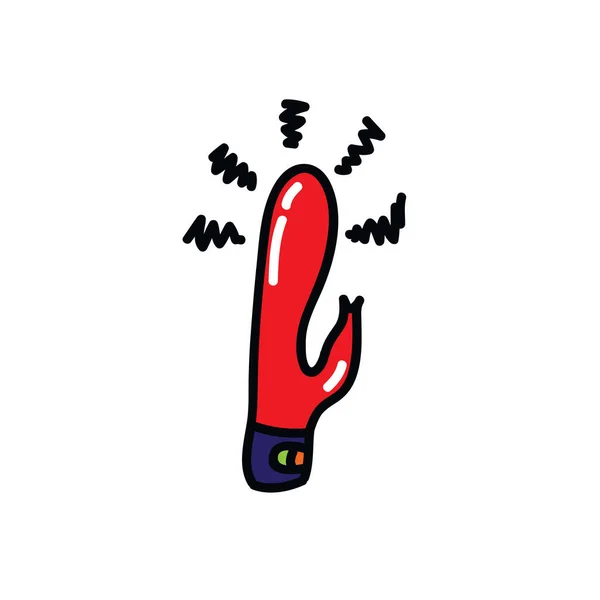 Vibrador Brinquedo Sexual Doodle Ícone Vetor Cor Ilustração —  Vetores de Stock