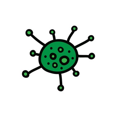 Coronavirus doodle simgesi, vektör renk çizimi