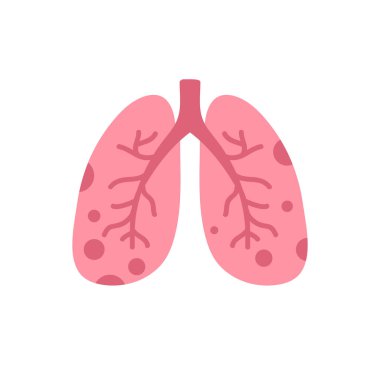 Hasarlı akciğerler karalama simgesi, vektör rengi çizimi