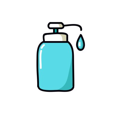Alkol jeli, el dezenfektanı karalama ikonu, vektör rengi çizimi