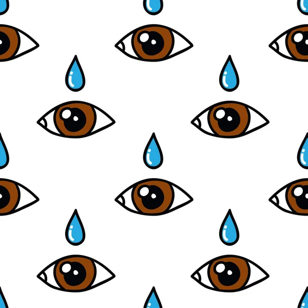 Gotas Para Los Ojos Patrón Garabato Sin Costura Ilustración Color — Vector de stock