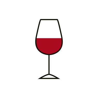 Bir bardak şarap yassı ikonu, vektör rengi çizimi