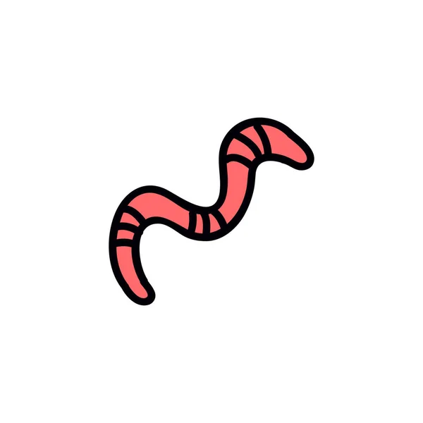 Worm Doodle Icoon Vector Kleur Illustratie — Stockvector