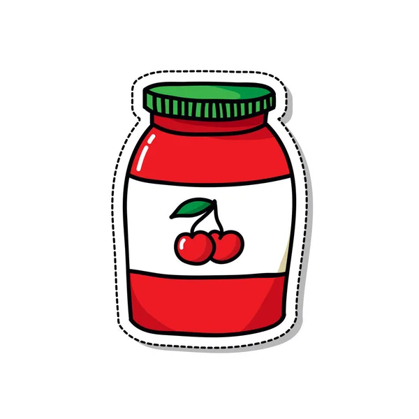 Icône Gribouillage Confiture Cerises Illustration Vectorielle Couleur — Image vectorielle