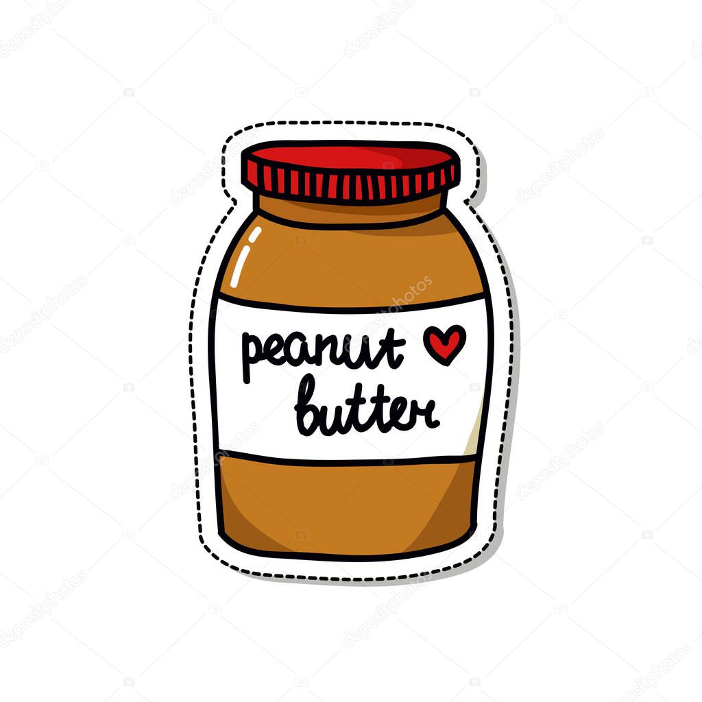 Peanut butter doodle icon, vector color illustration