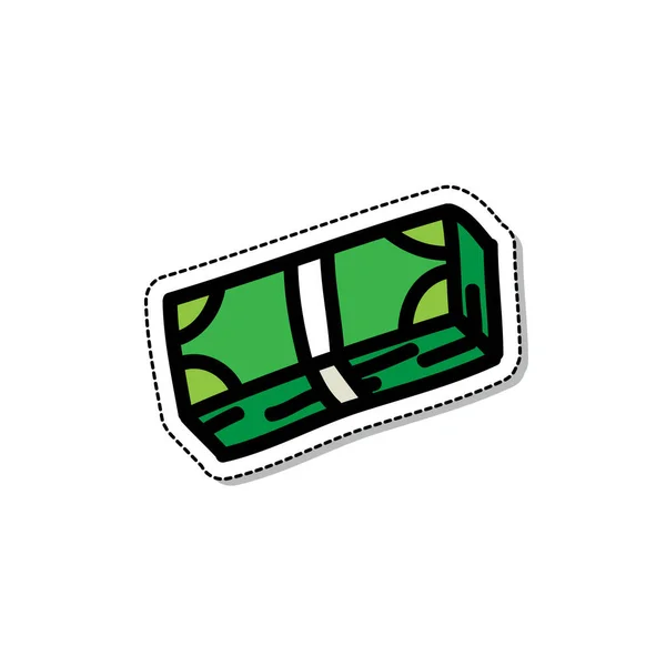 Paquet Dollars Icône Doodle Illustration Vectorielle Couleur — Image vectorielle
