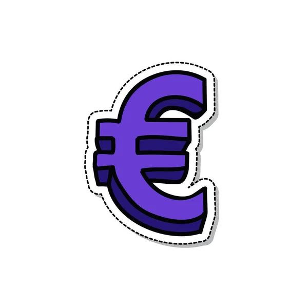 Icône Euro Signe Doodle Illustration Vectorielle Couleur — Image vectorielle