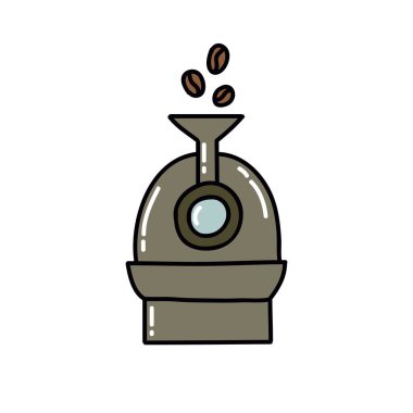 kahve kızartma makinesi karalama simgesi, vektör rengi çizimi