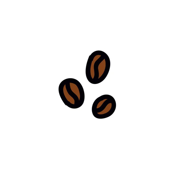 コーヒー豆のドードルアイコンベクトルカラーイラスト — ストックベクタ