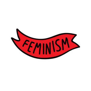 feminizm bayrak karalama simgesi, vektör renk illüstrasyonu