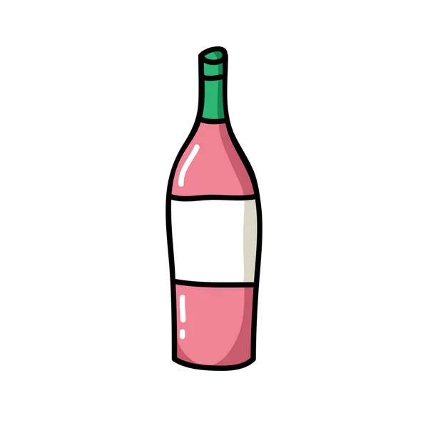 Bottle Wine Doodle Icon Vector Color Illustration — Stock Vector