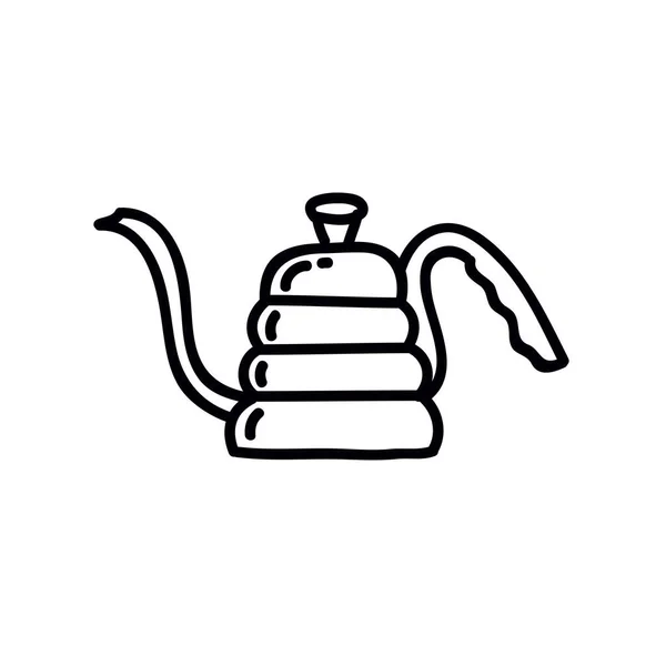 Coffee Kettle Doodle Icon Vector Color Illustration — Stock Vector