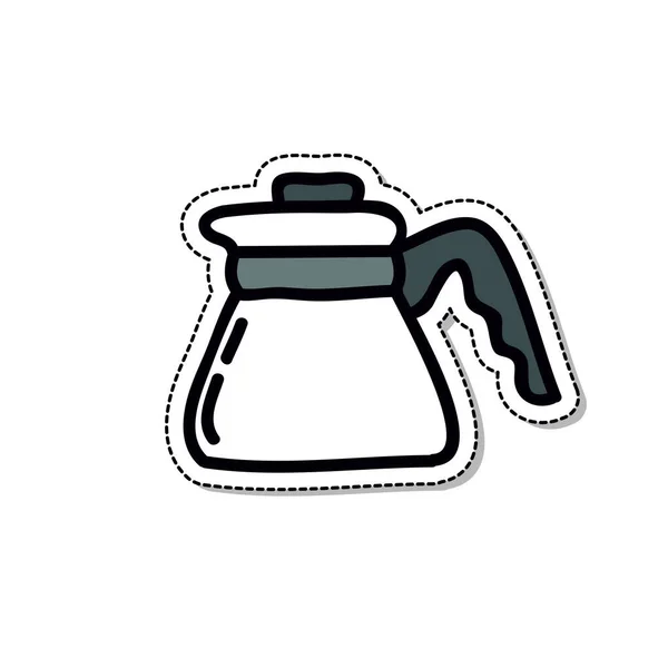 咖啡服务器Doodle图标 矢量颜色插图 — 图库矢量图片