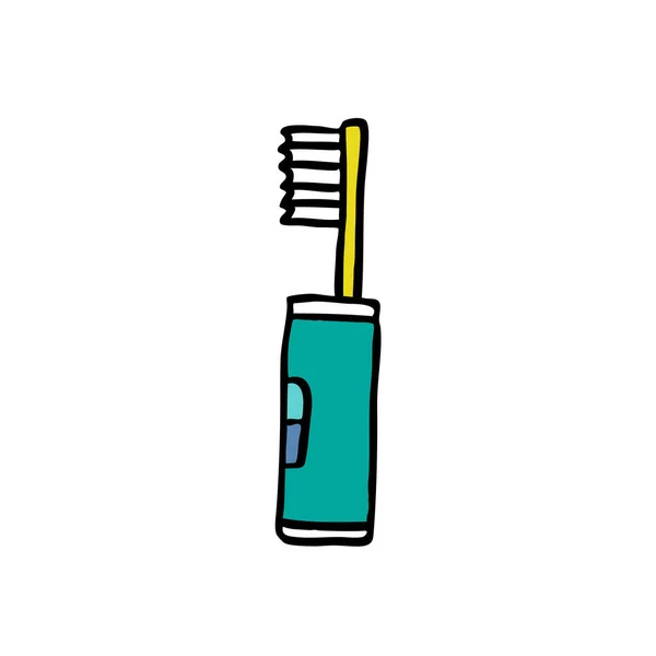Elektrische Zahnbürste Doodle Symbol Vektorfarbdarstellung — Stockvektor